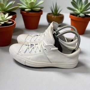 Converse‎ All Star Leather Sneakers Casual Lace Up Women's Shoes White